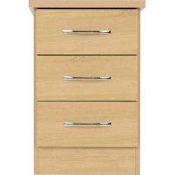 Nevada 3 Drawer Bedside Sonoma Oak Effect Metal Handles and Runners
