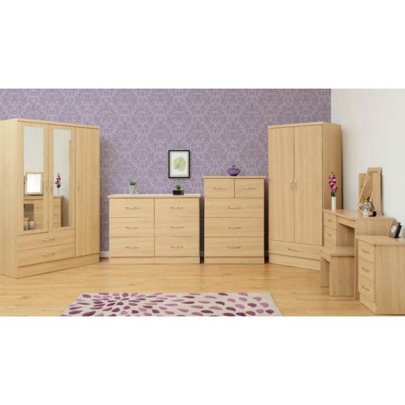 Nevada 3 Drawer Bedside Sonoma Oak Effect Metal Handles and Runners