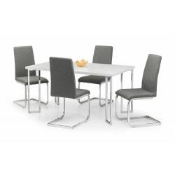 Manhattan Dining Set Table 4 Chairs White High Gloss and Chrome 2 Man Delivery