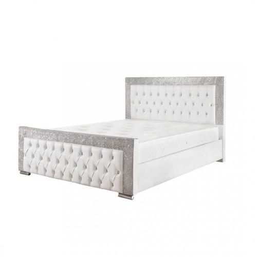 Glitter Fabric, Faux Leather Upholstered Bed Frame Double